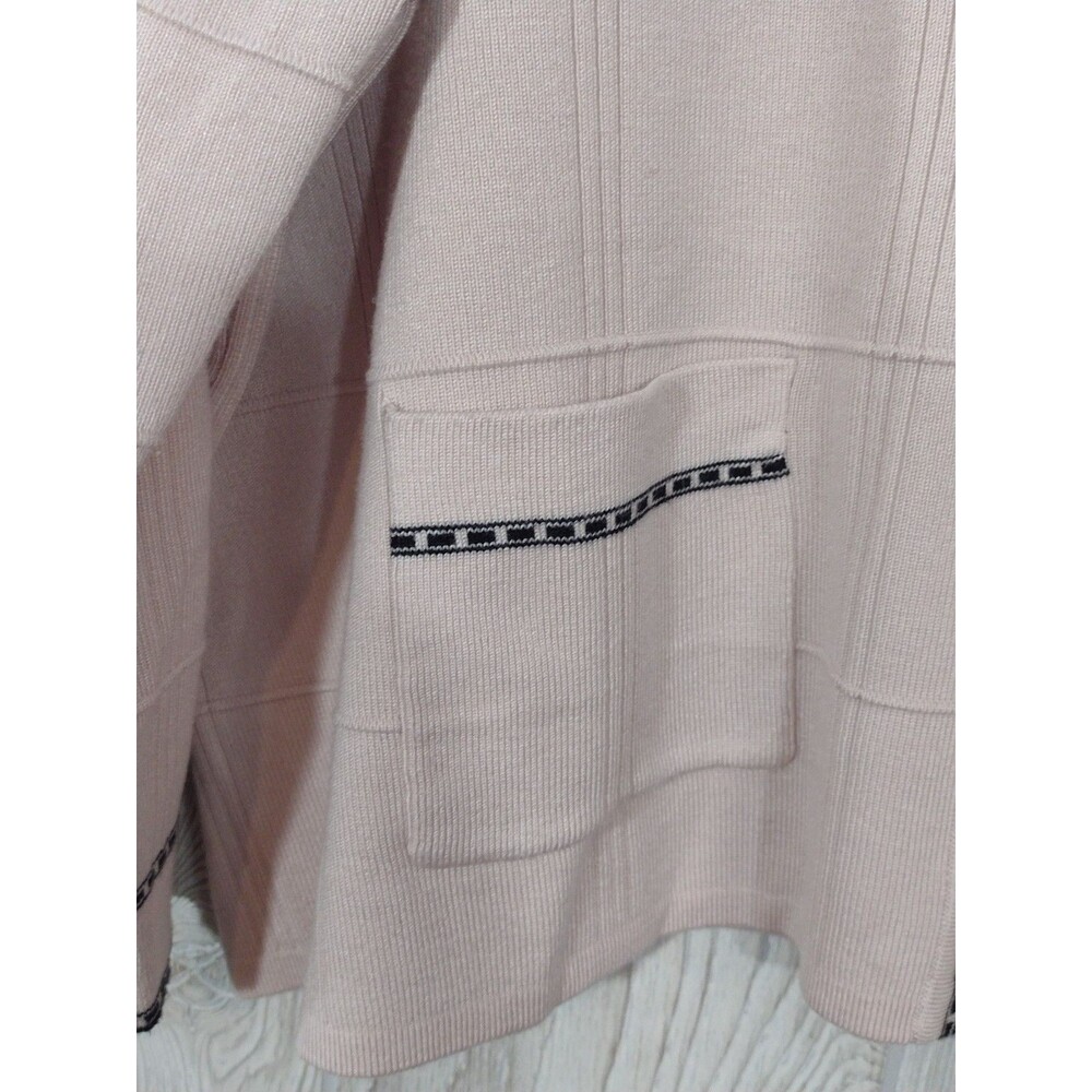 Adrianna Papell Cardigan Women's Pink Black Button Size XL Old Money Classic - Picture 7 of 14